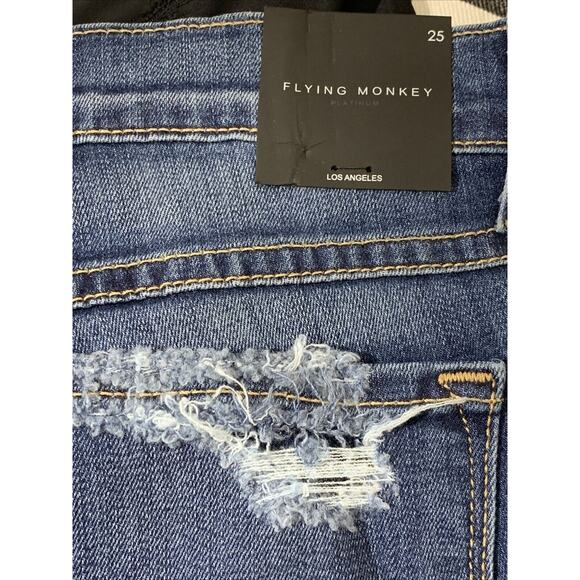 Flying Monkey Ankle Jeans Skinny Cropped Womens 25 Distressed Jeans - Picture 6 of 8